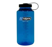 Nalgene Sustain Tritan Botella de agua sin BPA hecha con material derivado del 50% de residuos plásticos, 32 onzas, boca ancha, azul pizarra