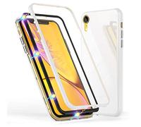 NALIA 360° Funda de Vidrio Compatible con iPhone XR, Magnética Carcasa Integral Completa con Cristal Templado, Ultra-Fina Cubierta Móvil Protectora Cover Dura Bumper Rigida Estuche, Color:Blanco