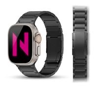 NALIA Argon Correa de Titanio Compatible con Apple Watch iWatch Series SE/10/9/8/7/6/5/4/3/2/1, 38/40/41/42mm, Pulsera Metálica Mate con Cierre Desplegable, Color:Negro Titanio