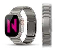 NALIA Argon Correa de Titanio Compatible con Apple Watch iWatch Series SE/10/9/8/7/6/5/4/3/2/1, 38/40/41/42mm, Pulsera Metálica Mate con Cierre Desplegable, Color:Titanio Natural