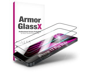 NALIA ArmorGlassX compatible con Apple iPhone 17 Pro Max Vidrio (Protector de Pantalla Súper Claro), 2x Cristal Templado 9H, Anti-Arañazos, Sensible al Tacto, Oleofóbico, Marco Negro, Case-Friendly