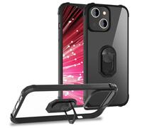 NALIA Carcasa Clara con Anillo Compatible con iPhone 14 Plus Funda, Transparente Anti-Arañazos Anti-Amarillo, Aro Giratorio de 360°, Función de Soporte, Trasera Dura & Borde Silicona, Color:Negro