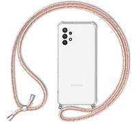 NALIA Carcasa con Cuerda Compatible con Samsung Galaxy A13 / A13 5G Funda, Transparente Hardcase & Correa Colgante, Anti-Amarillo Robusto Translucido Delgado Protectora Cordon, Color:Arco Iris