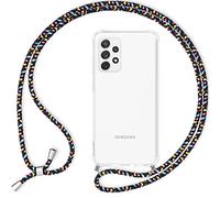 NALIA Carcasa con Cuerda Compatible con Samsung Galaxy A53 Funda, Transparente Hardcase & Correa Colgante, Anti-Amarillo Robusto Translucido Delgado Protectora Cover & Cordon, Color:Negro Multicolor