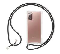 NALIA Carcasa con Cuerda Compatible con Samsung Galaxy Note 20 Funda, Transparente Hardcase & Correa Colgante para Colgar, Telefono Protectora Cover & Cordon para Llevar en el Cuello, Color:Negro