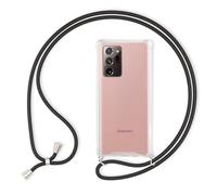NALIA Carcasa con Cuerda Compatible con Samsung Galaxy Note 20 Ultra Funda, Transparente Hard-Case & Correa Colgante para Colgar, Protectora Cover & Cordon para Llevar en el Cuello, Color:Negro