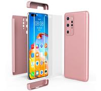NALIA Carcasa Integral Compatible con Huawei P40 Pro Funda, 360 Grados Cobertura Hard-Case & Pelicula Protectora, Delgado Cover Rigida Telefono Movil Estuche Bumper Cubierta, Color:Rosa Gold Oro