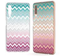 NALIA Carcasa Motivo Compatible con Samsung Galaxy A7 2018, Ultra-Fina Funda Silicona Movil Protectora, Delgado Transparente Goma Cubierta Telefono Bumper Cover Case, Designs:Colorful Lines