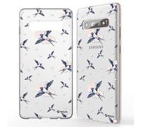 NALIA Carcasa Motivo Compatible con Samsung Galaxy S10 Plus, Ultra-Fina Funda Silicona Movil Protectora, Delgado Transparente Goma Cubierta Telefono Bumper Cover Case, Designs:Golondrinas de corazón