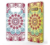 NALIA Carcasa Motivo Compatible con Samsung Galaxy S10e, Ultra-Fina Funda Silicona Movil Protectora, Delgado Transparente Goma Cubierta Telefono Bumper Cover Gel Case, Designs:Red Mandala