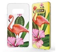 NALIA Carcasa Motivo Compatible con Samsung Galaxy S10e, Ultra-Fina Funda Silicona Movil Protectora, Delgado Transparente Goma Cubierta Telefono Bumper Cover Gel Case, Designs:Flamingo Green