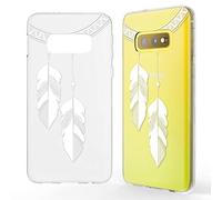 NALIA Carcasa Motivo Compatible con Samsung Galaxy S10e, Ultra-Fina Funda Silicona Movil Protectora, Delgado Transparente Goma Cubierta Telefono Bumper Cover Gel Case, Designs:Chain Feathers