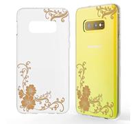 NALIA Carcasa Motivo Compatible con Samsung Galaxy S10e, Ultra-Fina Funda Silicona Movil Protectora, Delgado Transparente Goma Cubierta Telefono Bumper Cover Gel Case, Designs:Golden Flowers