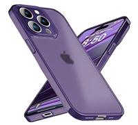 NALIA Carcasa Ultra-Fina Compatible con iPhone 14 Pro Funda, Translucido 0,3mm Delgado Rigida Cubierta Protectora Opaco Fácil, Semi Transparente Anti Huella Digital Antichoque Cover, Color:Morado