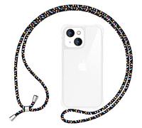 NALIA Caso con Cadena Compatible con iPhone 15 Plus Funda, Transparente Anti-Amarillo Anti-Huellas Robusto Hardcase, Delgado Protectora Cascara con Correa para Telefono Móvil, Color:Negro Multicolor