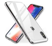 NALIA Clear Funda Compatible con iPhone X XS, Carcasa Rigida in 9H Vidrio Templado con Silicona Bumper, Resistente & Antichoque Telefono Movil Cubierta Protectora Case Cover Estuche - Transparente