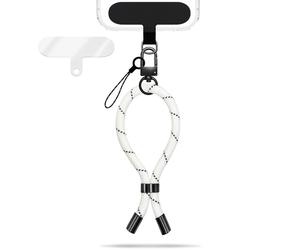 NALIA Colgante Móvil Corto & Cámara Universal - WRISTY (Correa Muñeca Ajustable incl. 2 Parches y Lazo Fino) - Marca Alemana, Color:Blanco Mono