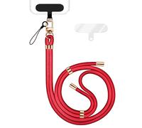 NALIA Colgante Movil Universal para Smartphones, Rojo, Metal Dorado