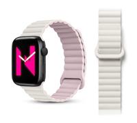 NALIA Core Correa Magnética Compatible con Apple Watch SE & iWatch Series 10 9 8 7 6 5 4 3 2 1, 38/40/41/42mm, Silicona Transpirable, Banda Deportiva, Color:Flor de Durazno