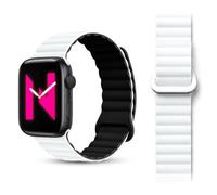 NALIA Core Correa Magnética Compatible con Apple Watch Series Ultra/SE/10/9/8/7/6/5/4/3/2/1-42/44/45/46/49mm, Silicona Transpirable, Banda Deportiva, Color:Blanco Nieve