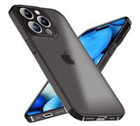 NALIA Cover Translucido Compatible con iPhone 15 Pro Funda, 0,3mm Carcasa Ultra-Fina Mate Frost View Hardcase Semi-Transparente Ultra-Slim Case Anti-Arañazos Anti-Huellas Trasera Dura, Color:Negro