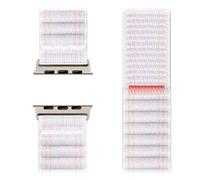 NALIA Evolv Correa de Nylon Compatible con Apple Watch Correa iWatch Series SE/10/9/8/7/6/5/4/3/2/1, 38/40/41/42mm, Pulsera de Tela Elástica con Cierre de Velcro, Color:Blanco Polar