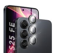 NALIA Focus.Pro CLX compatible con Samsung Galaxy S25 FE Cristal (Protector de Cámara Cristalino), Vidrio Templado 9H con Anillos Antirreflejo, Ultra Claro, Autoadhesivo, Apto para Fundas, 3 Piezas
