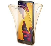 NALIA Funda 360 Grados Compatible con Huawei P20 Lite, Delantera Trasera Protectora Movil Silicona Carcasa, Ultra-Fina Gel Transparente Doble Cubierta Bumper Cover Phone Case, Color:Gold Oro