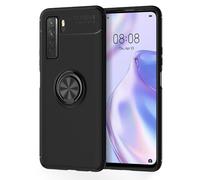 NALIA Funda Anillo para Huawei P40 Lite 5G - Soporte 360° y para Soporte Magnético - GRIP360 (Carcasa Silicona Mate) - Marca Alemana, Color:Negro