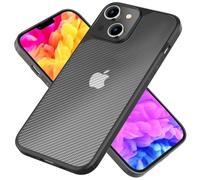 NALIA Funda Aspecto Carbono para iPhone 14 - No Amarillea & Antideslizante - Nomad (Semi-Transparente & Marco Silicona) - Marca Alemana