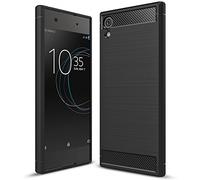 NALIA Funda Carbono Compatible con Sony Xperia XA1, Protectora Movil Carcasa Cobertura Silicona Ultra-Fina Gel Bumper Estuche, Ligera Goma Telefono Cubierta Delgado Cover Smart-Phone Case - Negro