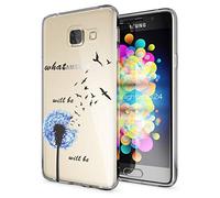 NALIA Funda Carcasa Compatible con Samsung Galaxy A3 2016, Motivo Design Movil Protectora Ultra-Fina Silicona Cubierta, Goma Gel Estuche Bumper Ligera Cover Phone Case, Designs:Dandelion Azul