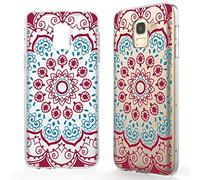 NALIA Funda Carcasa Compatible con Samsung Galaxy J6 2018, Motivo Design Movil Protectora Ultra-Fina Silicona Cubierta Goma Gel Estuche Telefono Bumper Cover Phone Case, Designs:Red Mandala