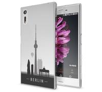 NALIA Funda Carcasa Compatible con Sony Xperia XZ, Motivo Design Movil Protectora Ultra-Fina Silicona Cubierta Goma Gel Estuche Telefono Bumper Ligera Cover Phone Case, Designs:Berlin Skyline