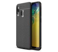 NALIA Funda compatible con Samsung Galaxy A20e, TPU Silicona Carcasa Mirada de Cuero Protectora Cubierta, Telefono Movil Case Gel Cover Estuche Ultra-Fina Delgado Bumper, Resistente Proteccion - Negro