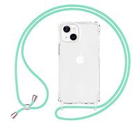 NALIA Funda con Cuerda para iPhone 13 - Carcasa Híbrida, Menta Verde | Manos Libres, Móvil Seguro, Airbag Invisible, Trasera Cristalina, Tu Toque De Estilo, HANGIT PRO