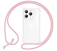 NALIA Funda con Cuerda para iPhone 15 Pro MAX - Carcasa Híbrida, Rosa | Manos Libres, Móvil Seguro, Airbag Invisible, Trasera Cristalina, Tu Toque De Estilo, HANGIT PRO