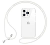 NALIA Funda con Cuerda para iPhone 16 Pro - Carcasa Híbrida Transparente & Correa - HANGIT Pro (Trasera Anti-Amarilleo & Ajustable) - Marca Alemana, Color:Blanco
