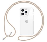 NALIA Funda con Cuerda para iPhone 16 Pro MAX - Carcasa Híbrida, Beige | Manos Libres, Móvil Seguro, Airbag Invisible, Trasera Cristalina, Tu Toque De Estilo, HANGIT PRO