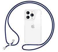 NALIA Funda con Cuerda para iPhone 16 Pro MAX - Carcasa Híbrida Transparente & Correa - HANGIT Pro (Trasera Anti-Amarilleo & Ajustable) - Marca Alemana, Color:Azul Oscuro