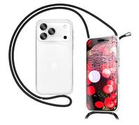 NALIA Funda con Cuerda para iPhone 17 Pro - Carcasa Híbrida Transparente & Correa - HANGIT Pro (Trasera Anti-Amarilleo & Ajustable) - Marca Alemana, Color:Negro Medianoche