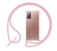 NALIA Funda con Cuerda para Samsung Galaxy Note 20 - Carcasa Híbrida Transparente & Correa - HANGIT (Trasera Anti-Amarilleo & Ajustable) - Marca Alemana, Color:Pink Rosa