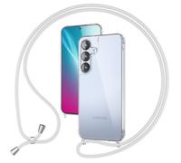 NALIA Funda con Cuerda para Samsung Galaxy S25 Plus - Carcasa Híbrida Transparente & Correa - HANGIT Pro (Trasera Anti-Amarilleo & Ajustable) - Marca Alemana, Color:Luna Bianca
