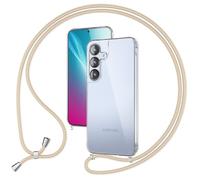 NALIA Funda con Cuerda para Samsung Galaxy S25 Plus - Carcasa Híbrida Transparente & Correa - HANGIT Pro (Trasera Anti-Amarilleo & Ajustable) - Marca Alemana, Color:Arenisca Beige