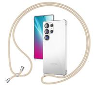 NALIA Funda con Cuerda para Samsung Galaxy S25 Ultra - Carcasa Híbrida Transparente & Correa - HANGIT Pro (Trasera Anti-Amarilleo & Ajustable) - Marca Alemana, Color:Arenisca Beige