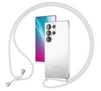 NALIA Funda con Cuerda para Samsung Galaxy S25 Ultra - Carcasa Híbrida Transparente & Correa - HANGIT Pro (Trasera Anti-Amarilleo & Ajustable) - Marca Alemana, Color:Luna Bianca
