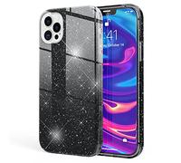 NALIA Funda de Purpurina Compatible con iPhone 12 Pro MAX - Aspecto Brillante & Agarre - SHINEPOP (Carcasa Silicona) - Marca de Berlín, Color:Negro