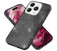 NALIA Funda de Purpurina Compatible con iPhone 15 Pro - Aspecto Brillante & Agarre - SHINEPOP (Carcasa Silicona) - Marca de Berlín, Color:Negro