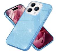 NALIA Funda de Purpurina Compatible con iPhone 15 Pro MAX - Aspecto Brillante & Agarre - SHINEPOP (Carcasa Silicona) - Marca de Berlín, Color:Azul