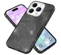 NALIA Funda de Purpurina Compatible con iPhone 16 Pro - Aspecto Brillante & Agarre - SHINEPOP (Carcasa Silicona) - Marca de Berlín, Color:Negro